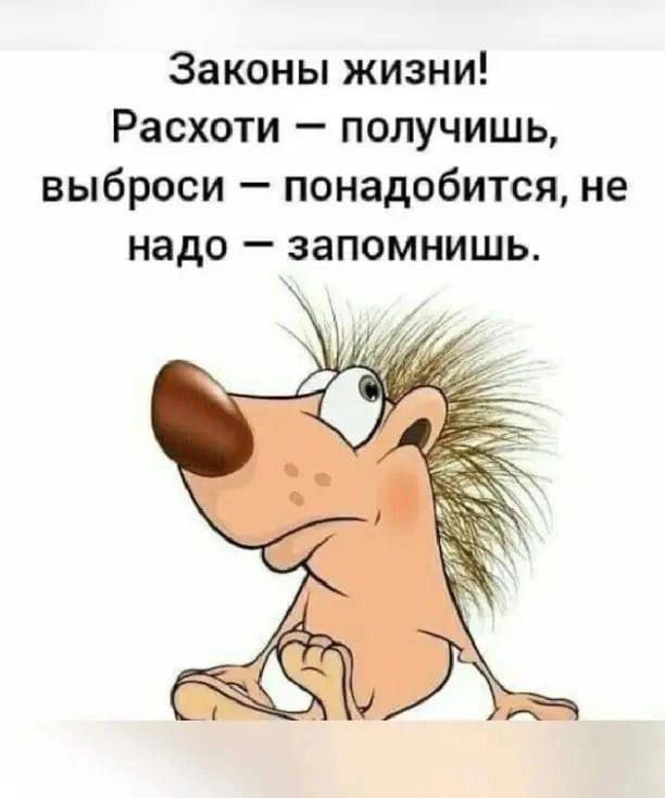 Законы жизни Расхоти получишь выброси понадобится не надо запомнишь
