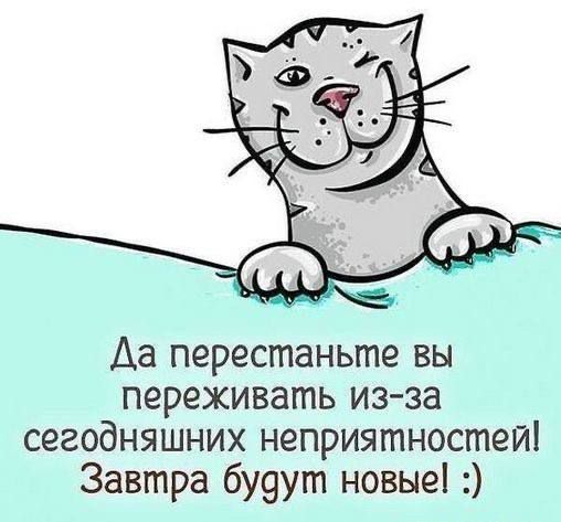 Аа перестаньте вы переживать изза сегодняшних неприятностей Завтра бУ9ут новые