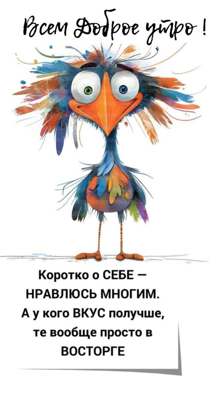 Всем Доброе утро !
Коротко о СЕБЕ — НРАВЛЮСЬ МНОГИМ.
А у кого ВКУС лучше, те вообще просто в ВОСТОРГЕ