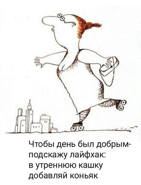 Чтобы день был добрым- подскажу лайфхак: в утреннюю кашку добавляй коньяк.
