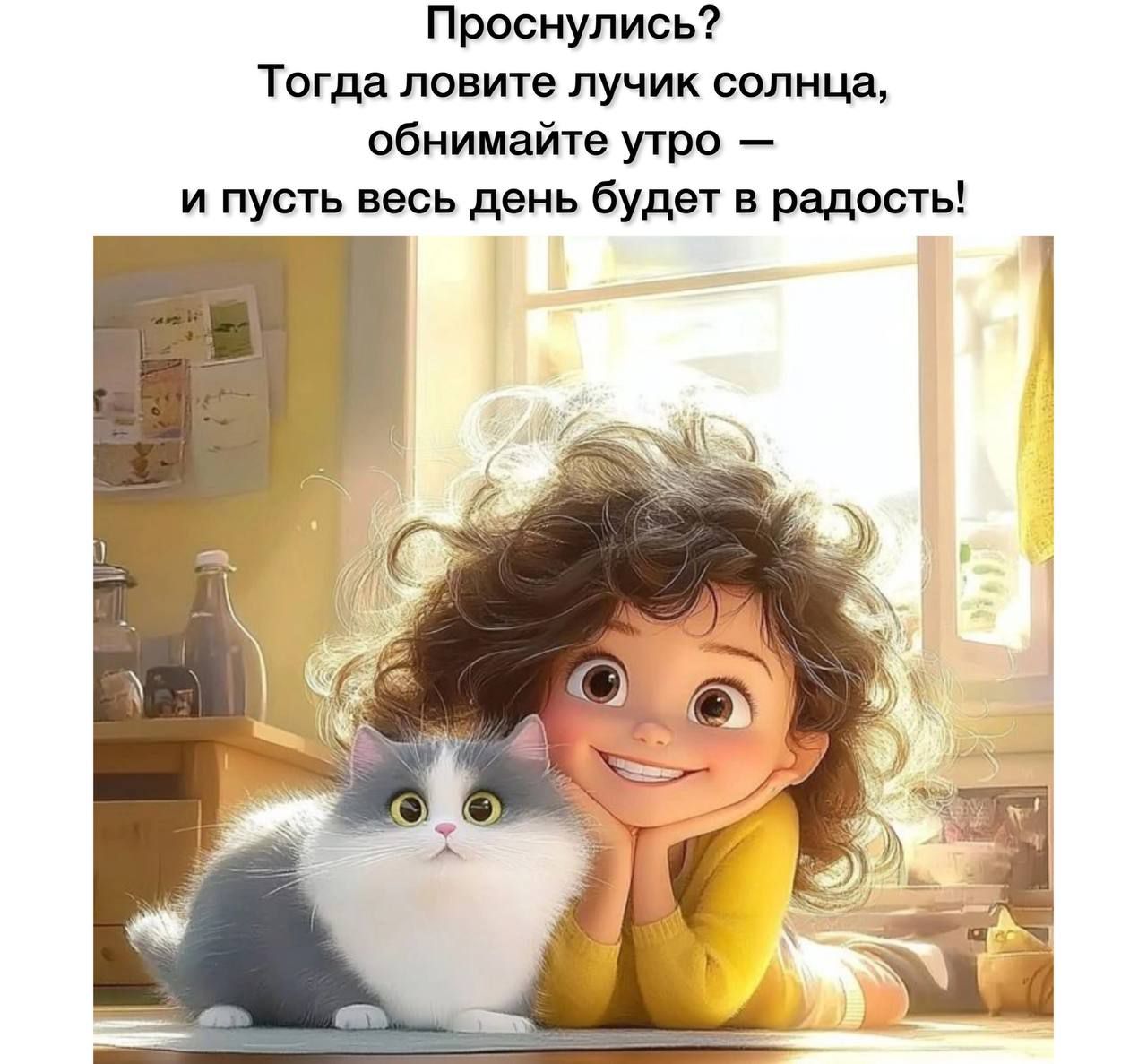 Проснулись? Тогда ловите лучик солнца, обнимайте утро — и пусть весь день будет в радость!