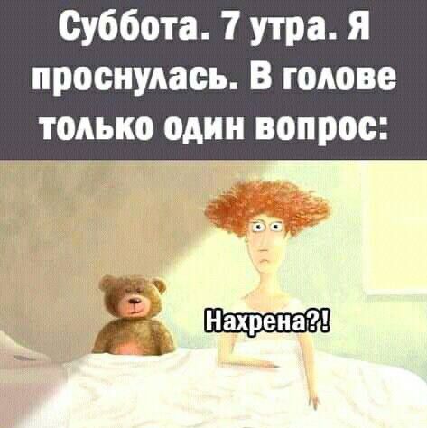 Суббота. 7 утра. Я проснулась. В голове только один вопрос: Нахрена?!