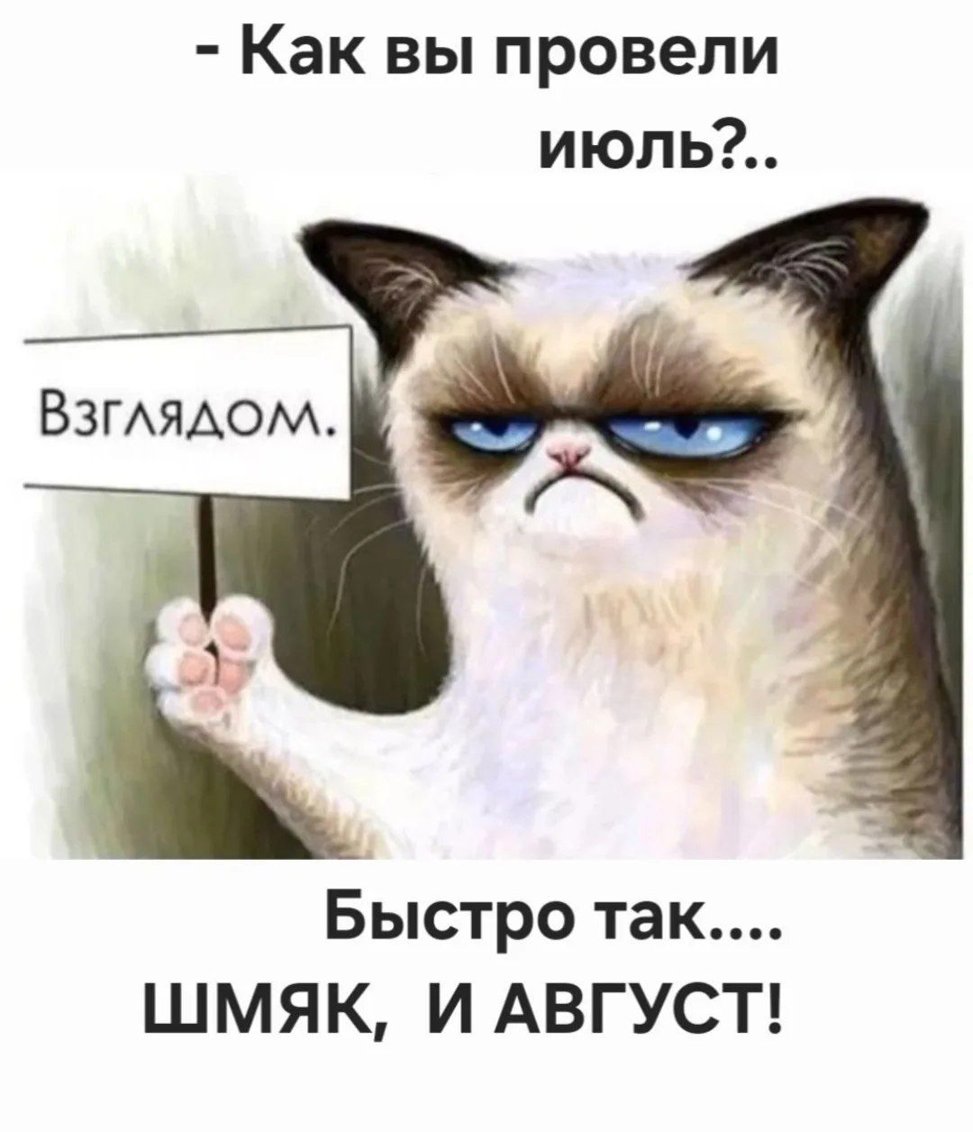 - Как вы провели июль?..
Взглядом.
Быстро так.... ШМЯК, И АВГУСТ!