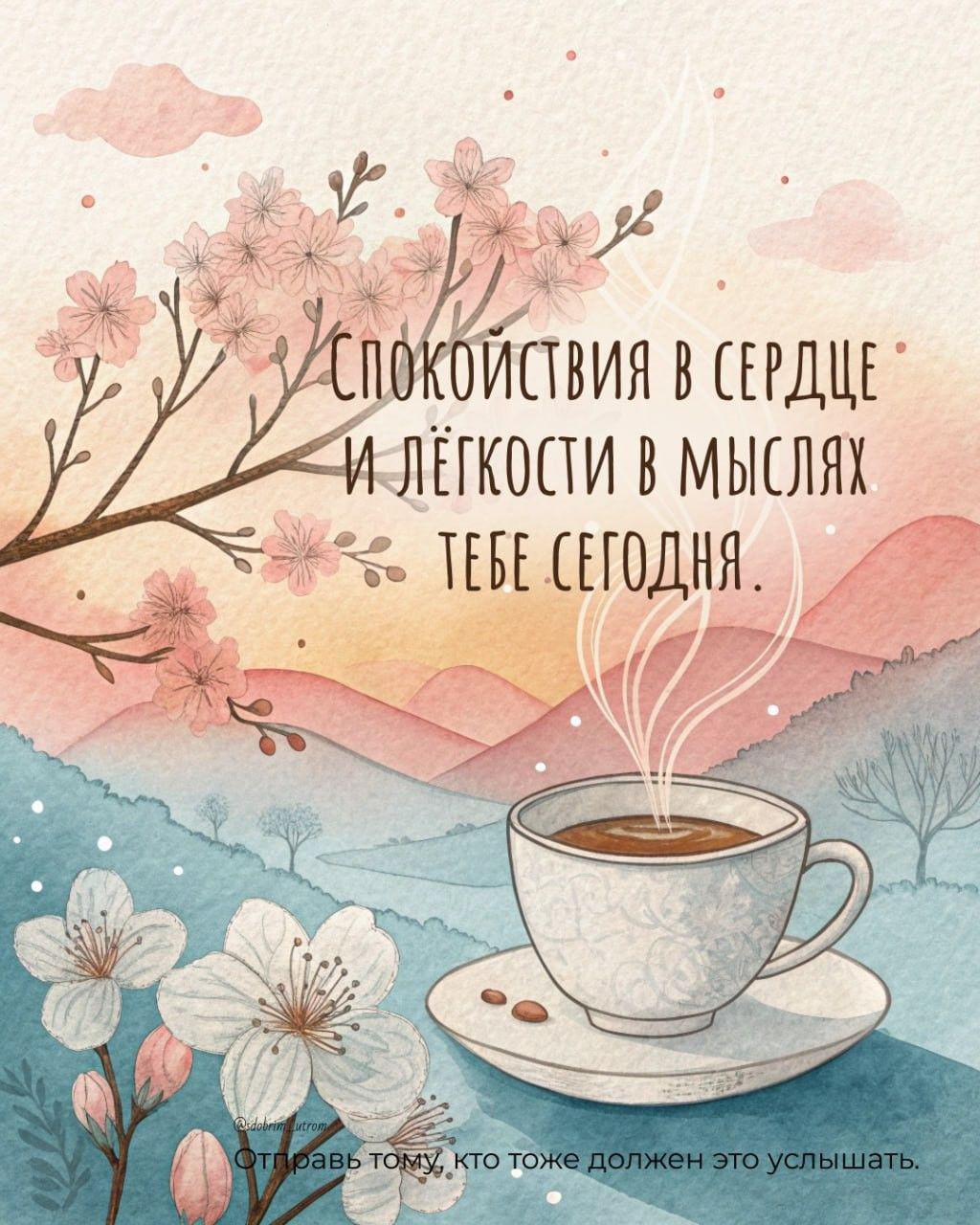 Спокойствия в сердце и лёгкости в мыслях тебе сегодня.