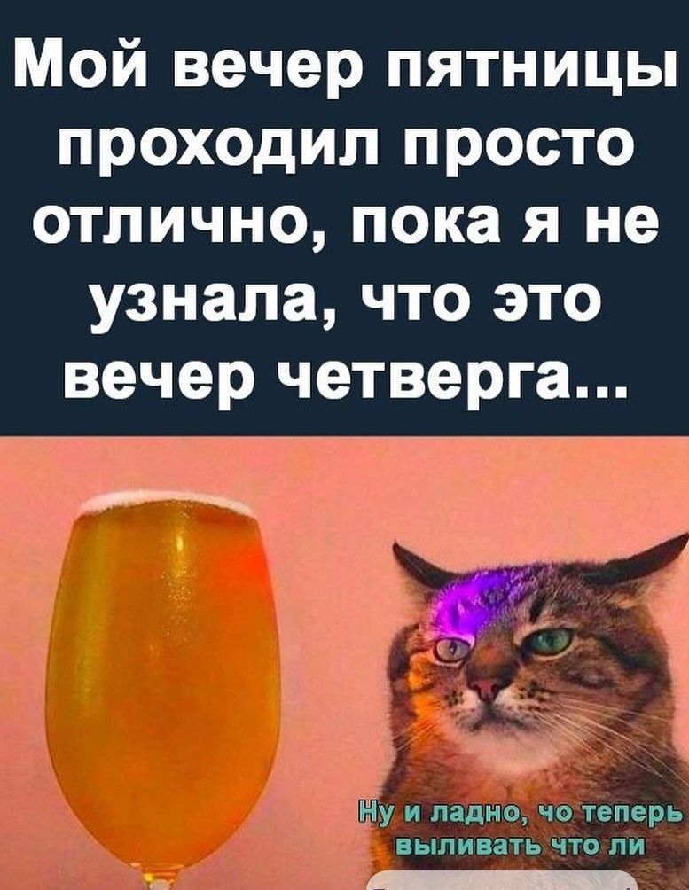 Мой вечер пятницы проходил просто отлично, пока я не узнала, что это вечер четверга...
Ну и ладно, что теперь выливать что ли