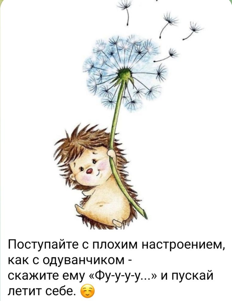 Поступайте с плохим настроением, как с одуванчиком - скажите ему «Фу-u-u-u...» и пускай летит себе.