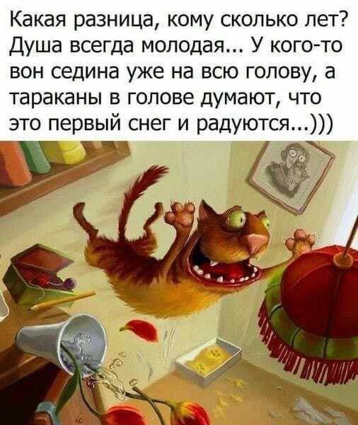 Какая разница, кому сколько лет? Душа всегда молодая... У кого-то вон сединa уже на всю голову, а тараканы в голове думают, что это первый снег и радуются...))))