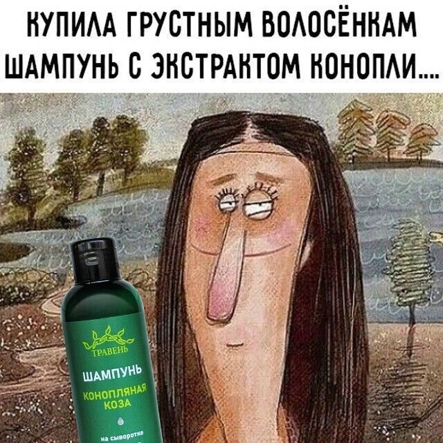 КУПИЛА ГРУСТНЫМ ВОЛОСЁНКАМ ШАМПУНЬ С ЭКСТРАКТОМ КОНОПЛИ....