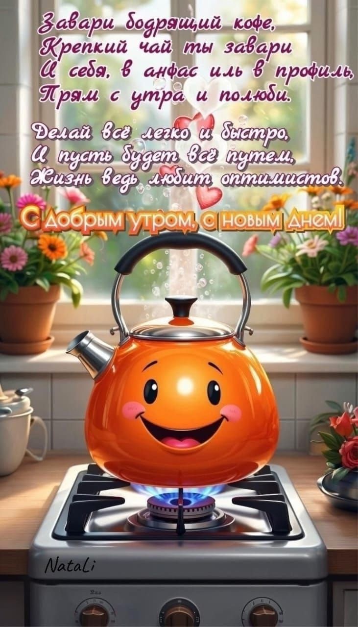 С добрым утром, с новым днем! Делай всё легко и быстро, И пусть будет всё путём, Жизнь ведь любит оптимистов.