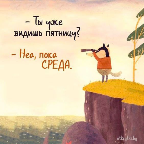 - Ты уже видишь пятницу?
- Неа, пока СРЕДА.