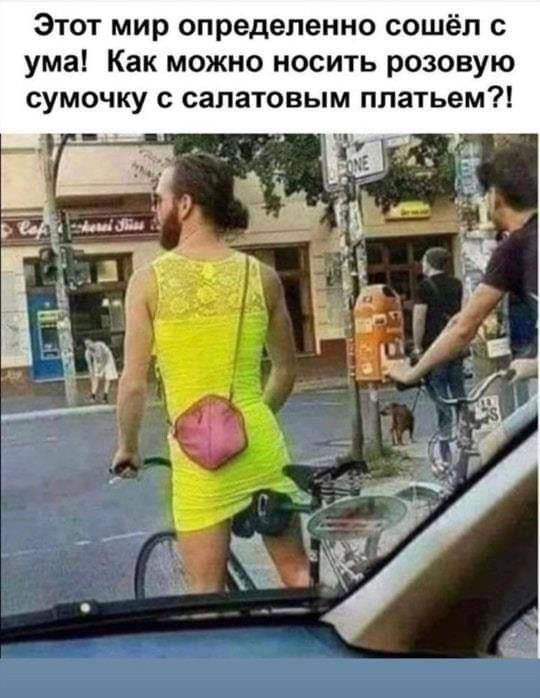 Этот мир определенно сошёл с ума! Как можно носить розовую сумочку с салатовым платьем?!