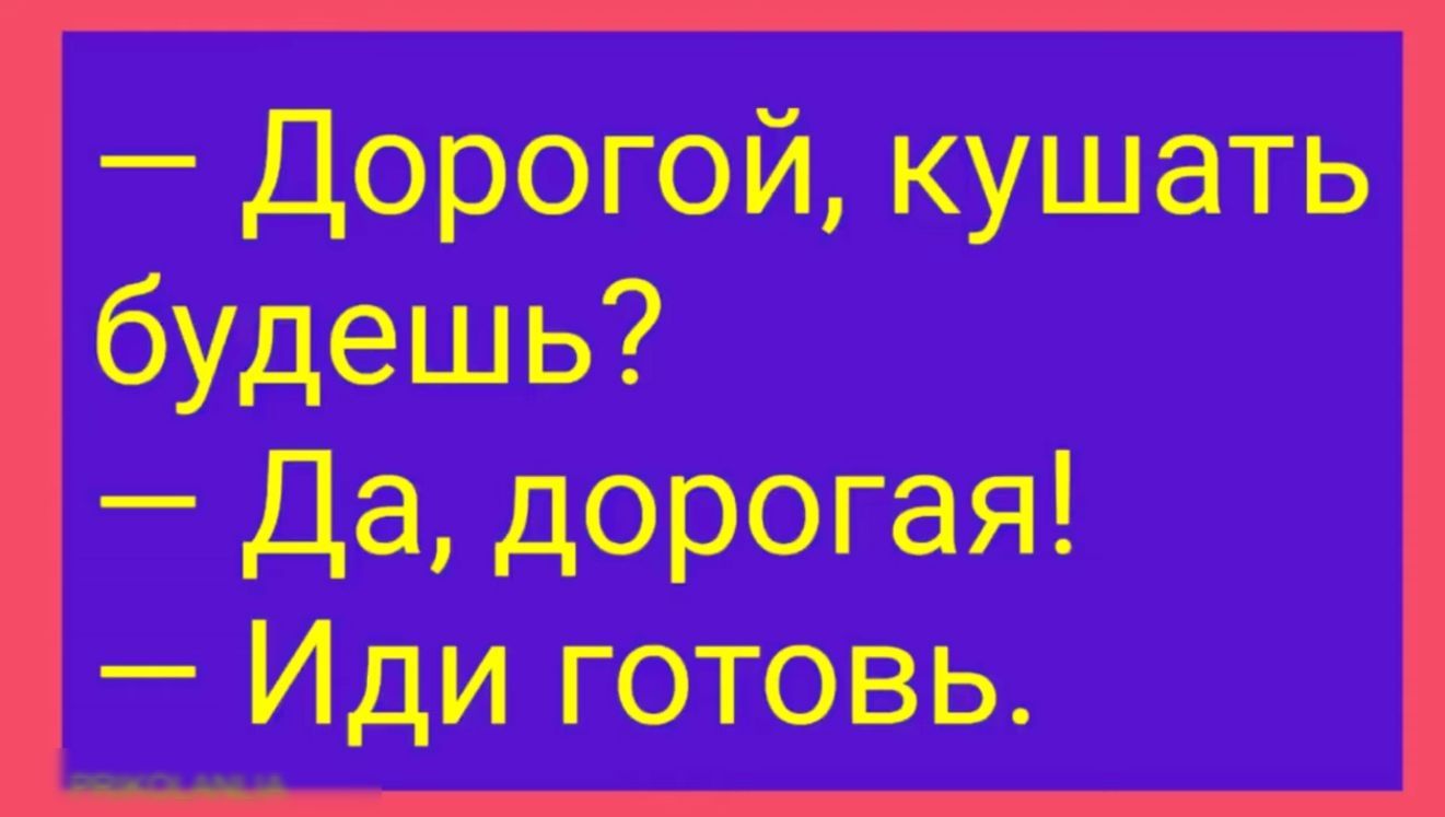 Дорогой кушать будешь Да дорогая Иди готовь