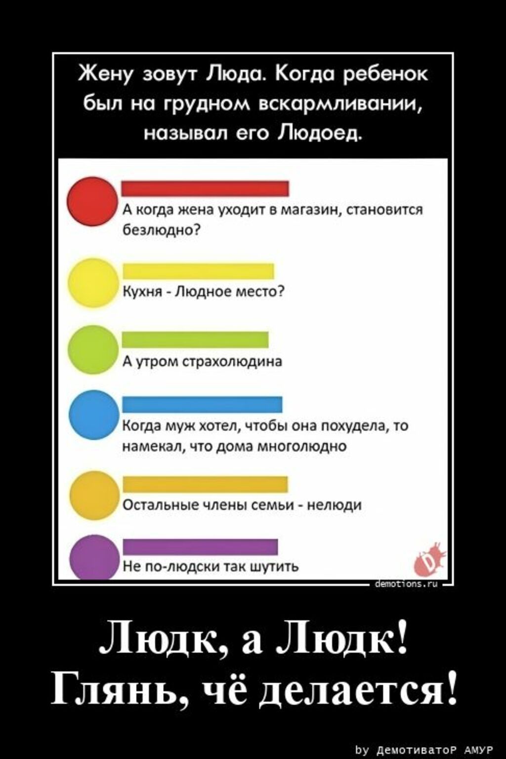 Жену зовут Люда Когда ребенок был на грудном вскармливании называл его Людоед д Мда тд в мзцзии тием гиппдид Людина мат д Пром пра стадии Каш ище под шлем ш 1 чтдоматимолюдпц ольиые мы нелюди Нк по модом Людк а Людк Глянь чё делается