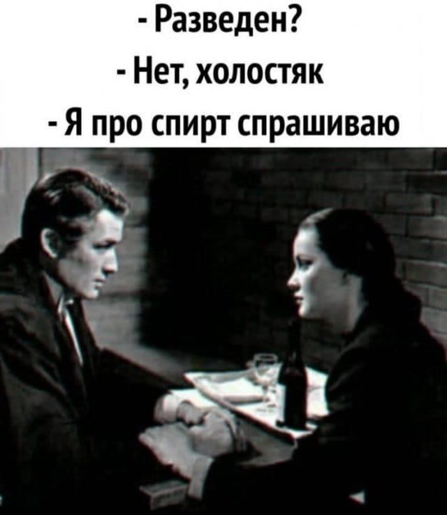 Разведен Нет холостяк Я про спирт спрашиваю