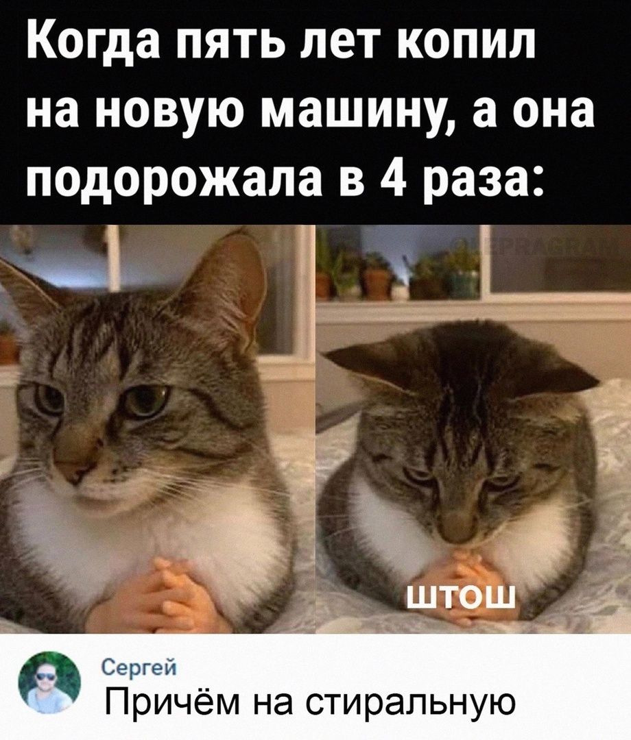 Когда пять лет копил на новую машину а она подорожала в 4 раза си Причём на стиральную