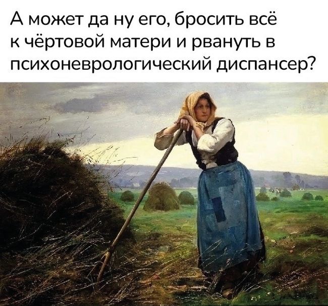 А может да ну его бросить всё чёртовой матери и рвануть в психоневропогический диспансер
