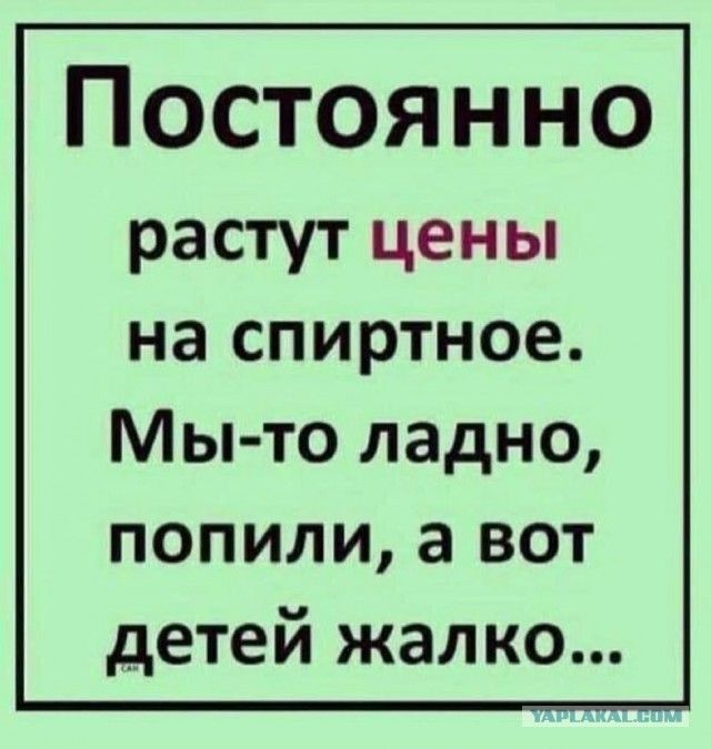 Постоянно растут цены на спиртное Мы то ладно попили а вот детей жалко