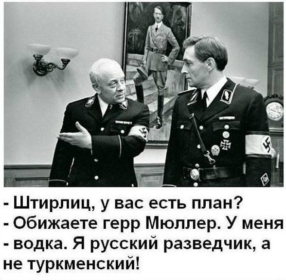 Штирлиц у вас есть план Обижаете герр Мюллер У меня водка Я русский разведчик а не туркменский