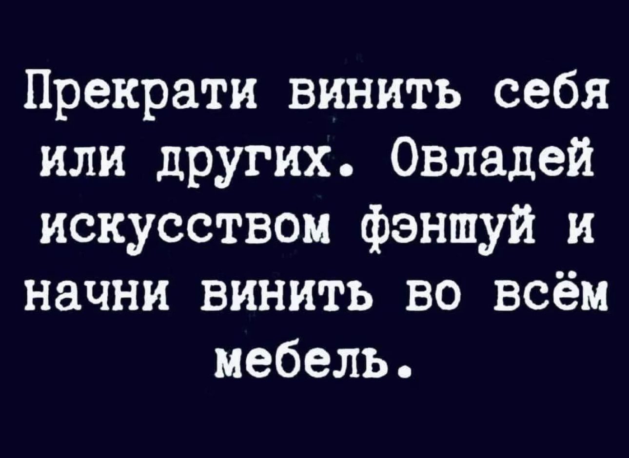 Прекрати винить себя или других Овладей искусством фэншуй и начни винить во всём мебель