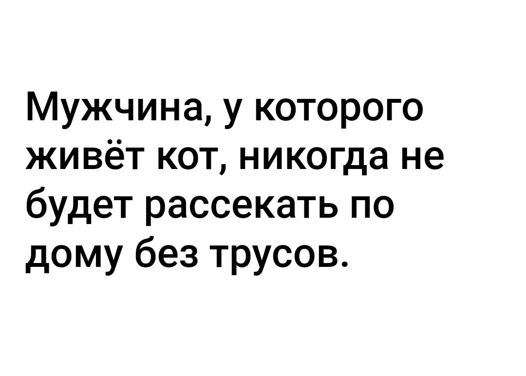 Мужчина у которого живёт кот никогда не будет рассекать по дому без трусов