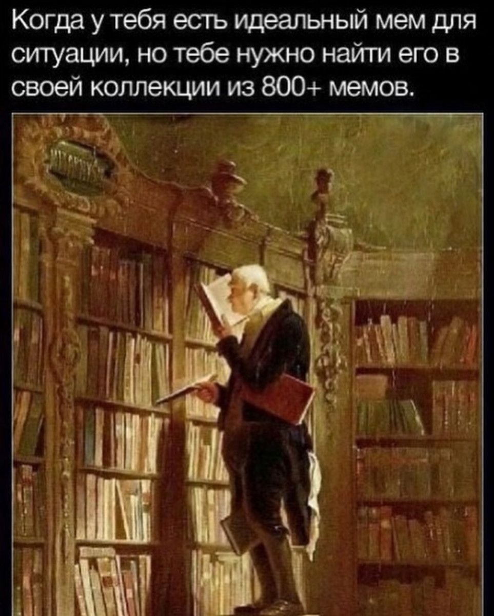 Когда у тебя есть ущеальный мем для ситуации но тебе нужно найти его в своей коллекции из 800 мемов