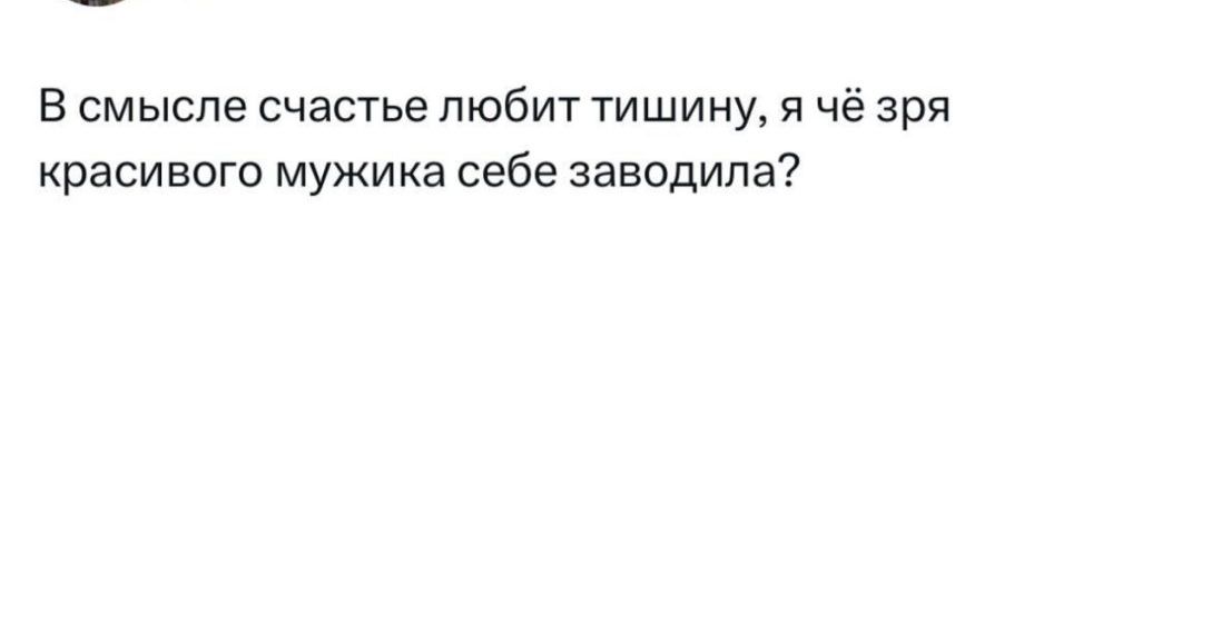 в смысле счастье любит тишину я чё зря красивого мужика себе заводила