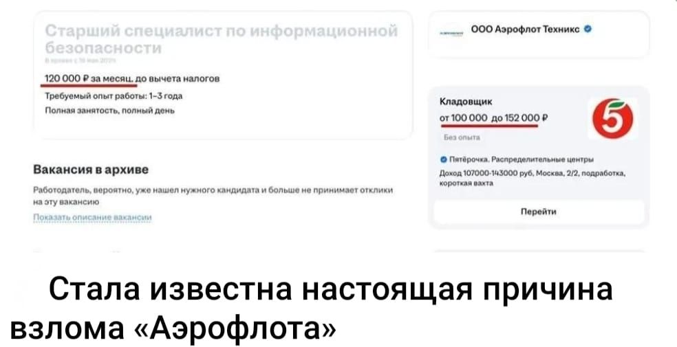 Сталa известнa настоящaя причина взломa «Аэрофлота»