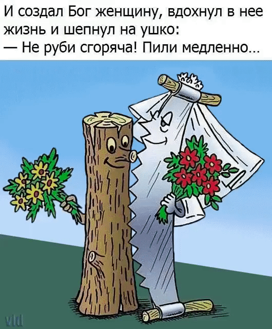 И создал Бог женщину вдохнул в нее жизнь и шепнул на ушко Не руби сгоряча Пили медленно