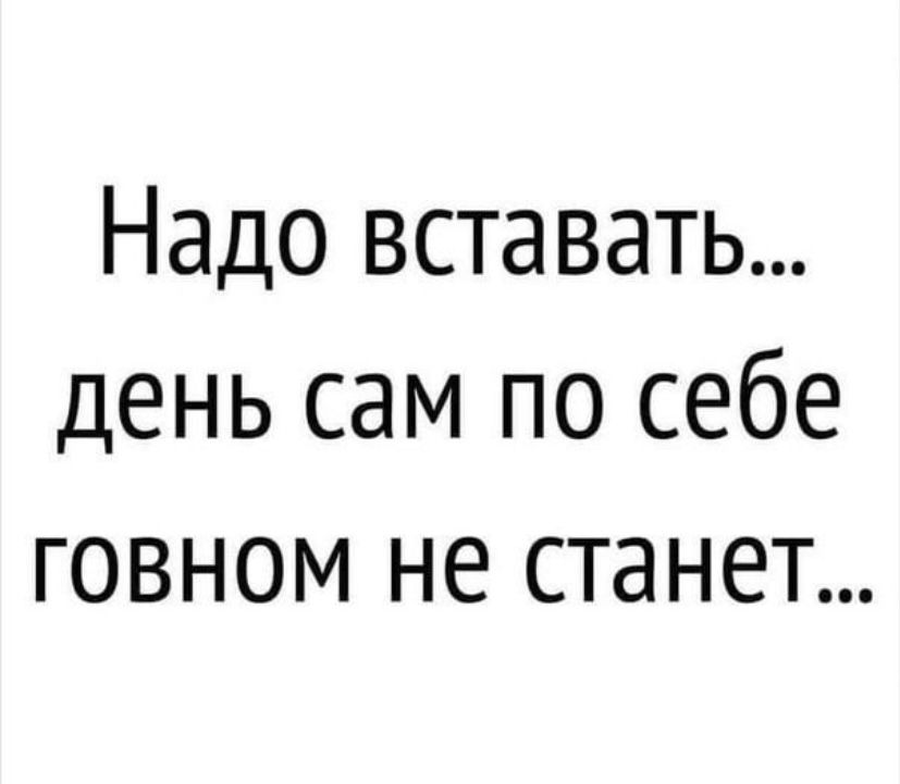 Надо вставать день сам по себе говном не станет