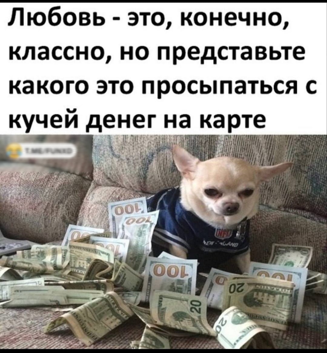 Любовь это конечно классно но представьте какого это просыпаться с кучей денег на карте