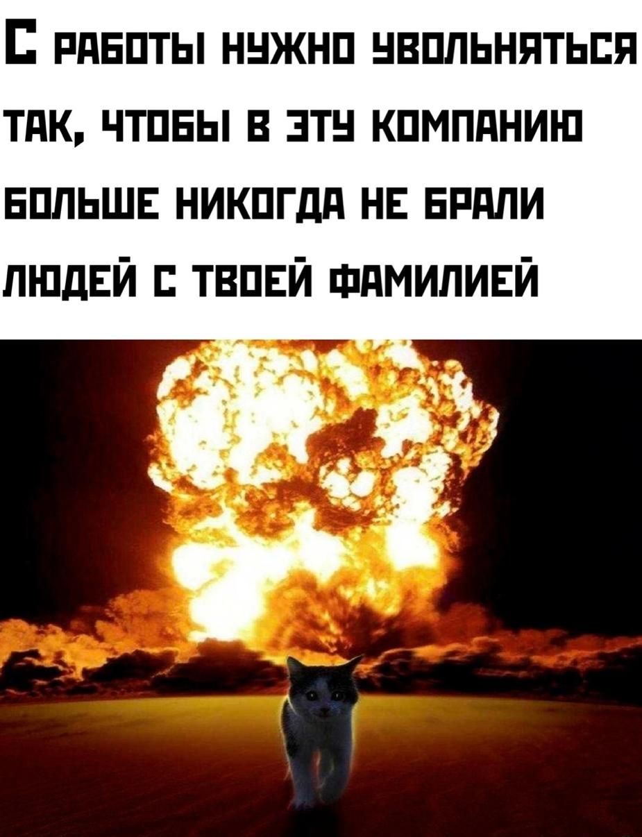 С РАБОТЫ НУЖНО УВОЛЬНЯТЬСЯ ТАК ЧТОБЫ В ЭТЧУ КОМПАНИЮ БОЛЬШЕ НИКОГДА НЕ БРАЛИ ЛЮДЕЙ С ТВОЕЙ ФАМИЛИЕЙ