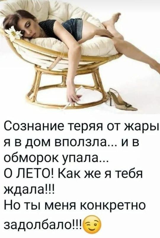 Сознание теряя от жары я в дом вползла... и в обморок упала... О ЛЕТО! Как же я тебя ждала!!! Но ты меня конкретно задолбал!!!