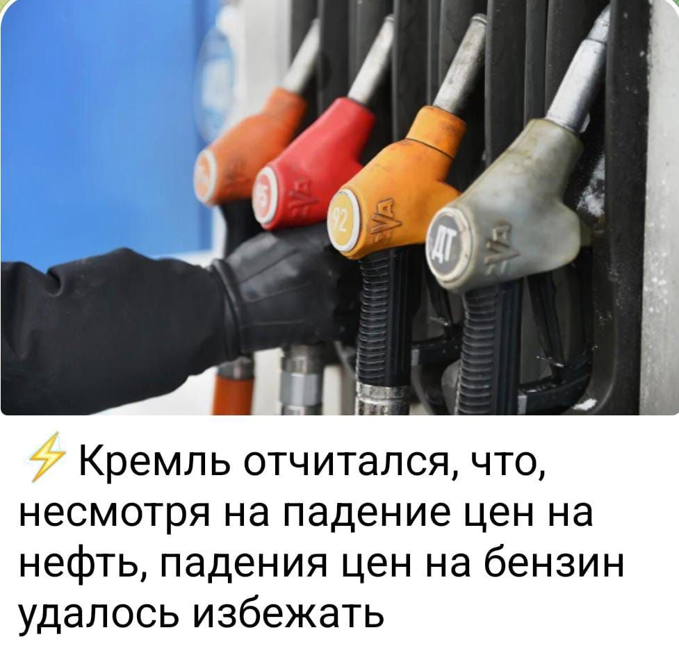 Кремль отчитался, что, несмотря на падение цен на нефть, падения цен на бензин удалось избежать.