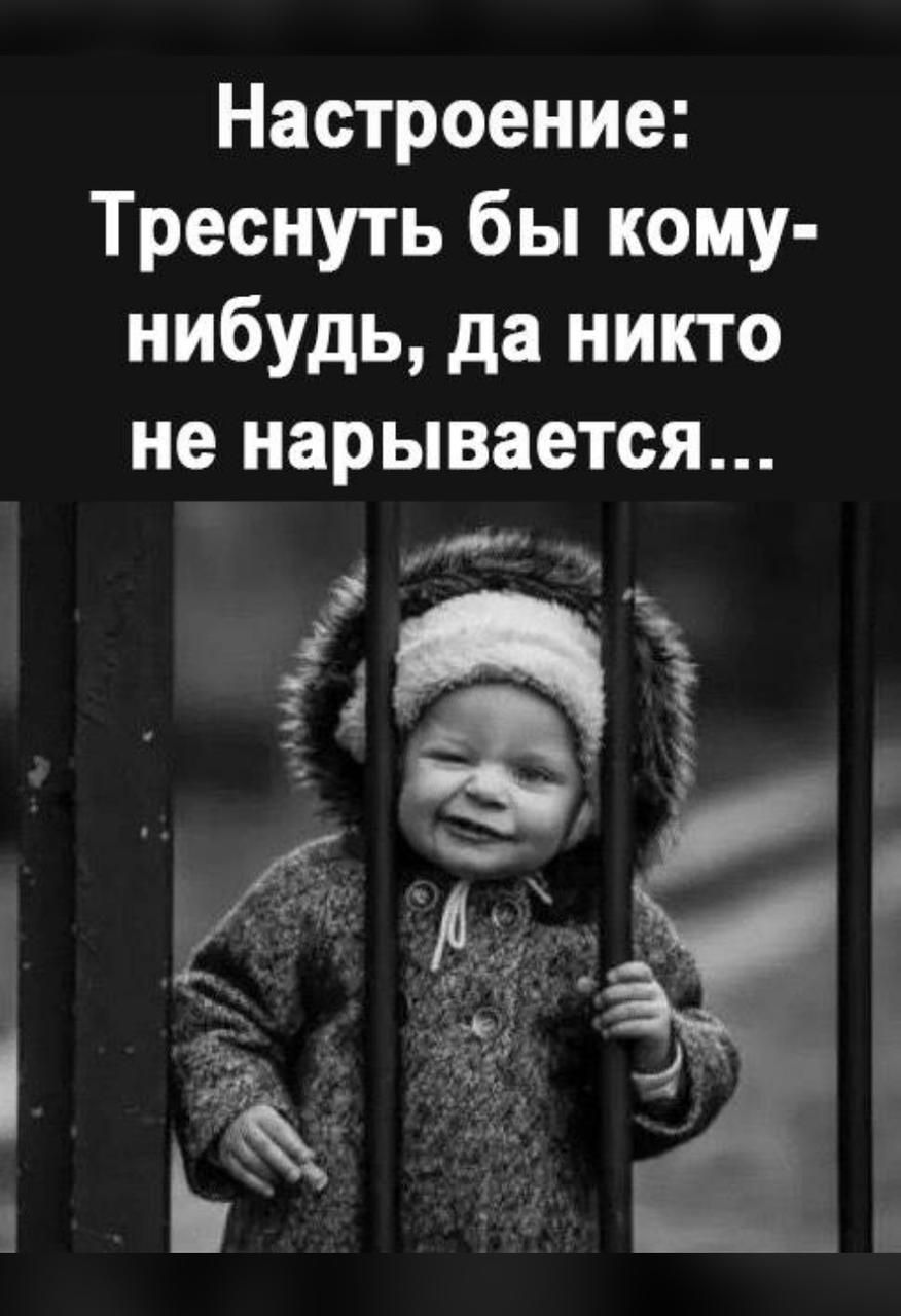 Настроение: Треснуть бы кому-нибудь, да никто не нарЫвается...