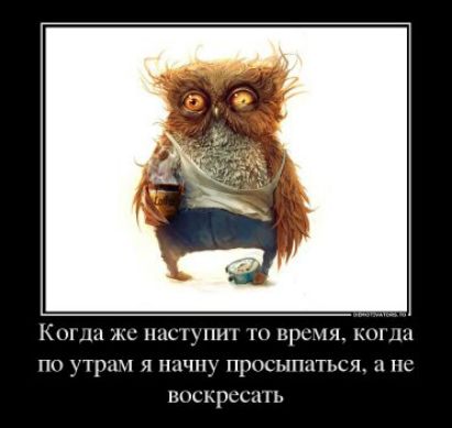 Когда же наступит то время, когда по утрам я начну просыпаться, а не воскресать