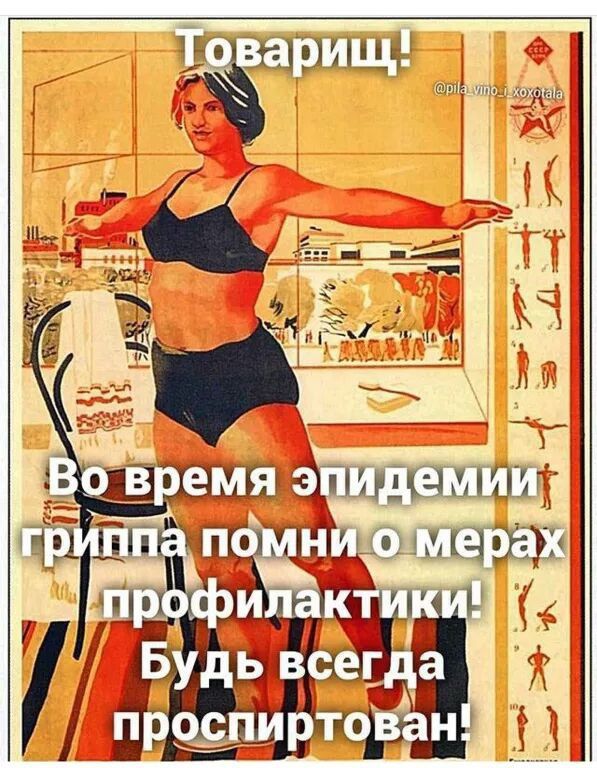 Товарищ! Во время эпидемии гриппа помни о мерах профилактики! Будь всегда проспотрован!