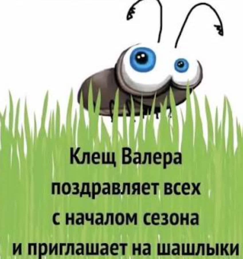 Клещ Валера поздравляет всех с началом сезона и приглашает на шашлыки
