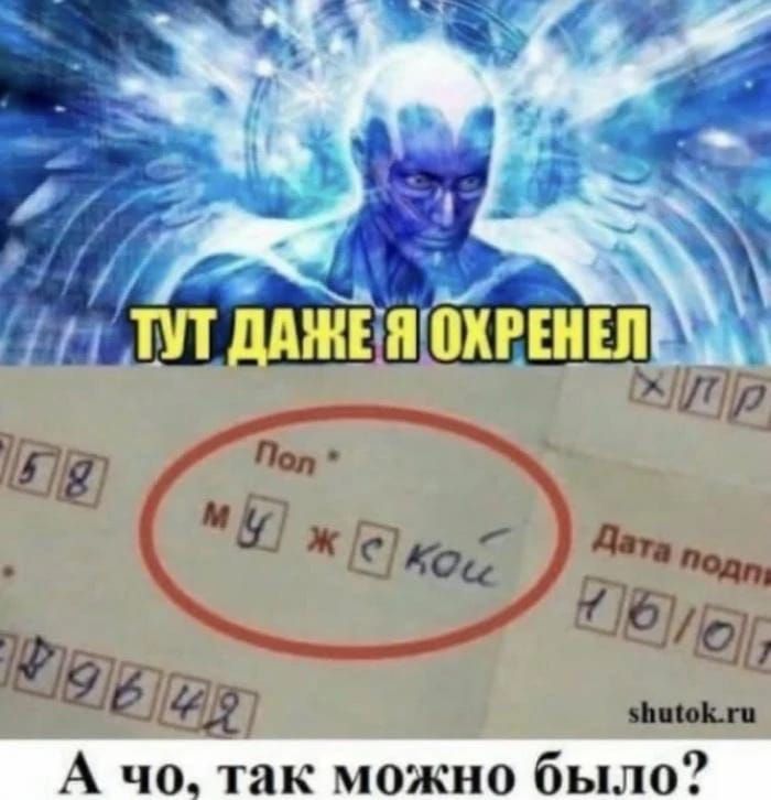 ТУТ ДАЖЕ Я ОХРЕНЕЛ Пол Мужской А чо, так можно было?