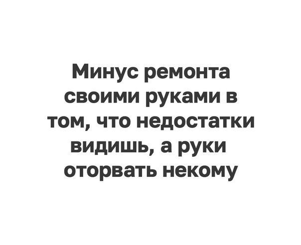 Минус ремонта своими руками в том что недостатки видишь а руки оторвать некому