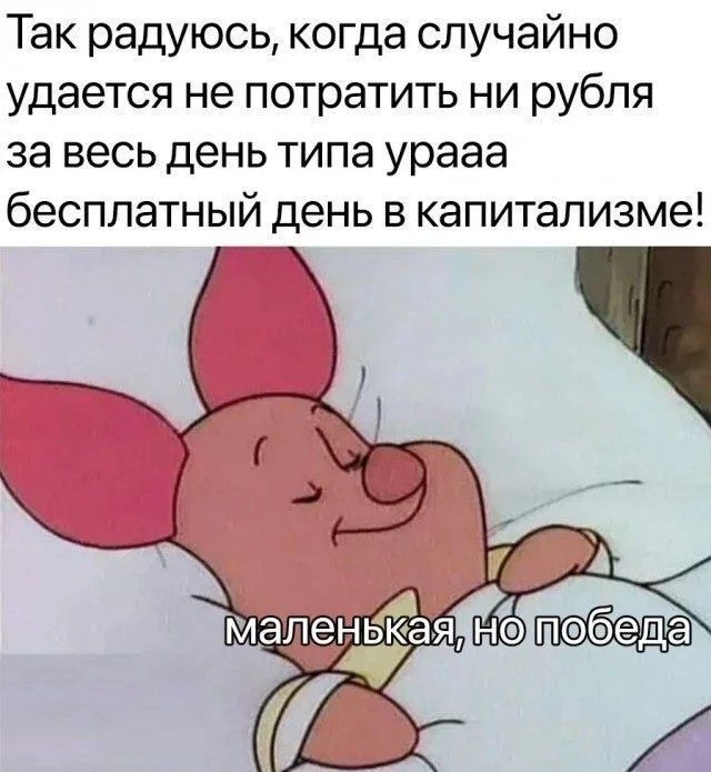 Так радуюсь когда случайно удается не потратить ни рубля за весь день типа урааа бесплатный день в капитализме