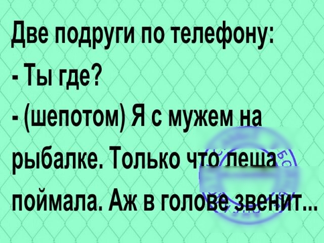 Две подруги по телефону Ты где шепотом Я с мужем на рыбалке Только ЧШПеціай поймала Аж в гол