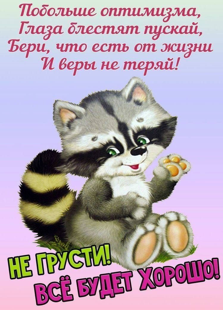 Побольше оптимизма Глаа длестят пускай Бери что есть от жизни И веры не теряй