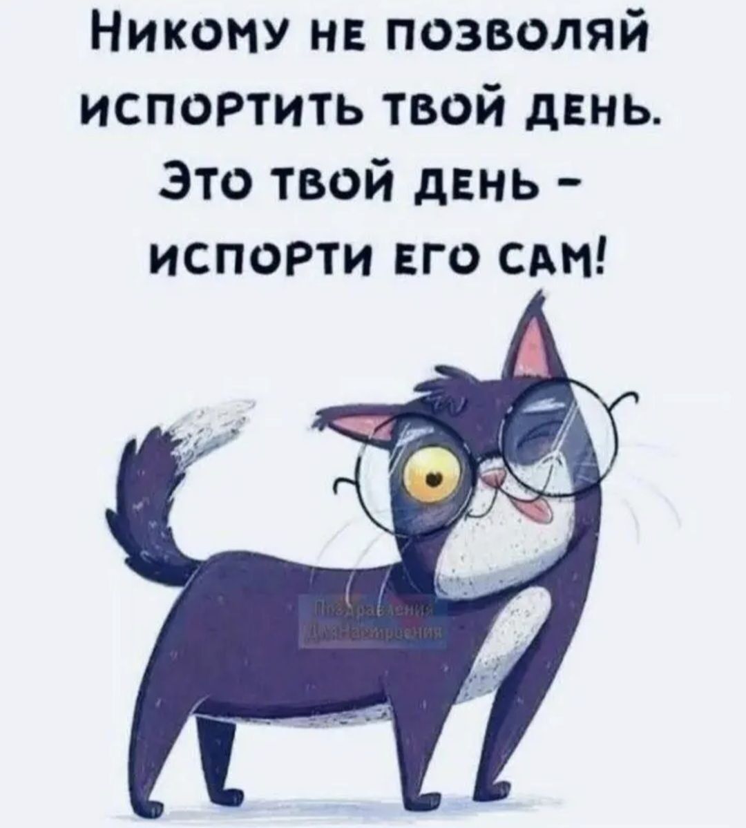 НикоОМУ НЕ ПОЗВОЛЯЙ ИСПОРТИТЬ ТВОЙ ДЕНЬ Это твой дЕНЬ ИСПОРТИ ЕГО САМ