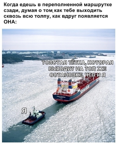 Когда едешь в переполненной маршрутке сзади думая о тм как тебе выходить сквозь всю топпу как вдруг появляется ОНА