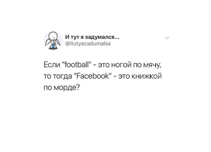 и ту я задумался шуахасішпаіза Если ооіЬаіР это ногой по мячу то тогда РасеЬооК это книжкой по морде