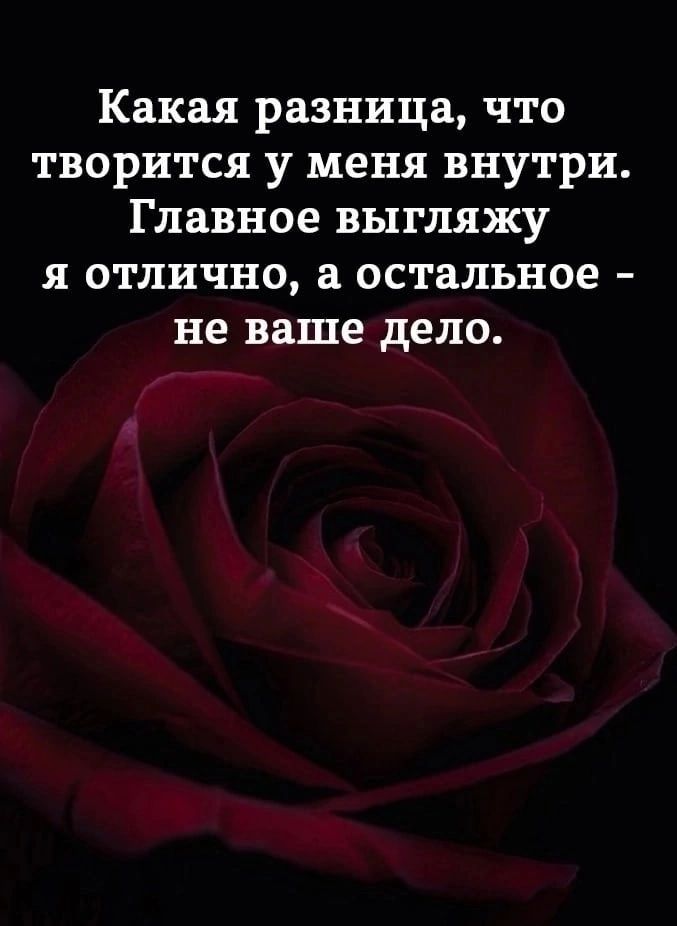 Какая разница что творится у меня внутри Главное выгляжу я отлично а остальное не ваше дело