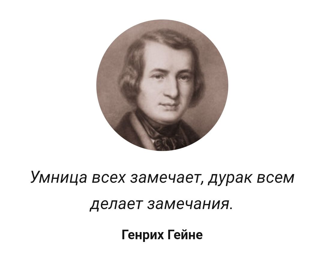 Умница всех замечает дурак всем делает замечания Генрих Гейне