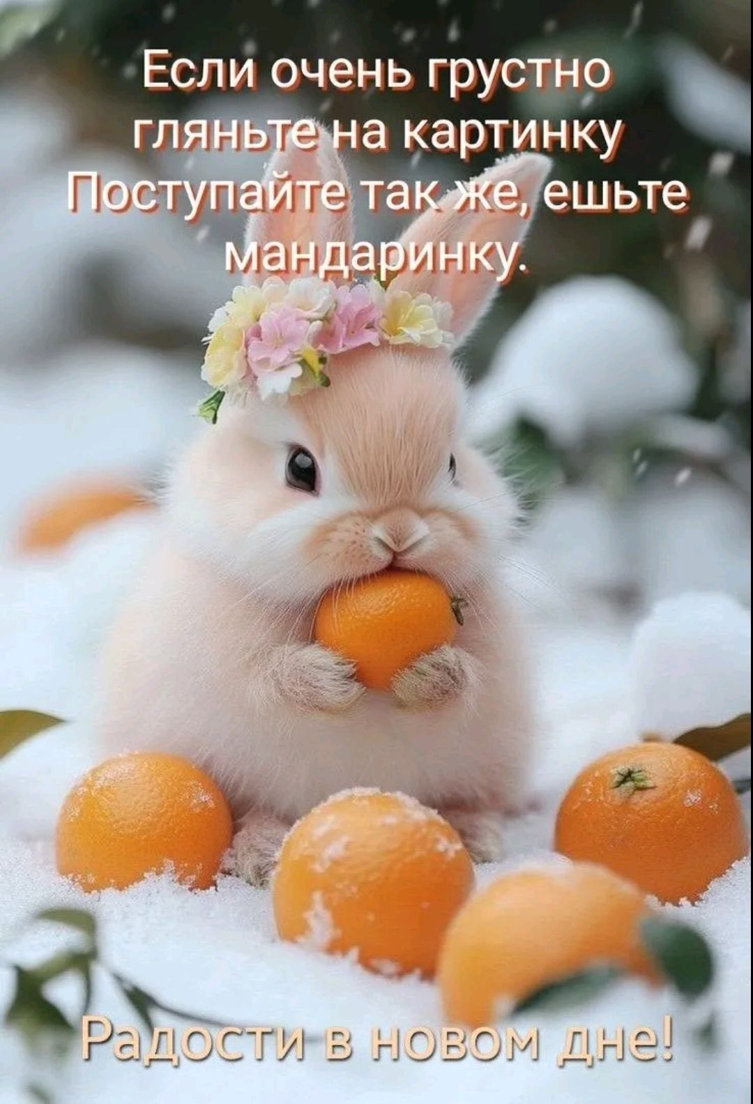 Если очень грустно гляньте на картинку Поступайте так же, ешьте мандаринку. Радости в новом дне!