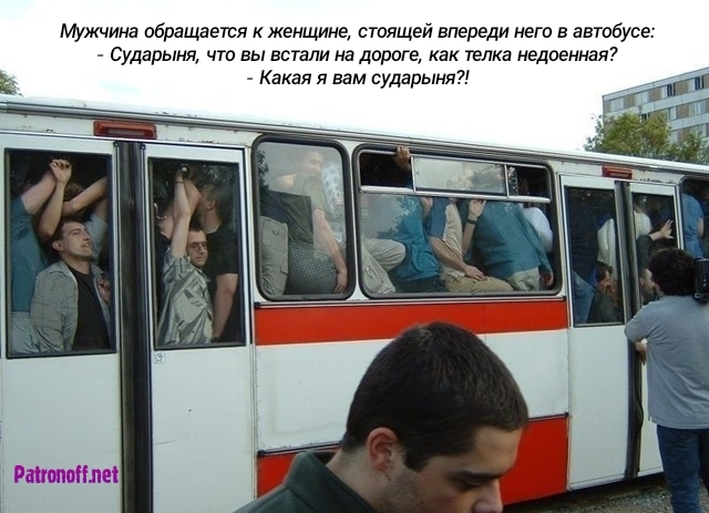 Мужчина обращается к женщине стоящей впереди него в автобусе Сударыня что вы встали на дороге как телка недоенная7 Какая я вам сударыня