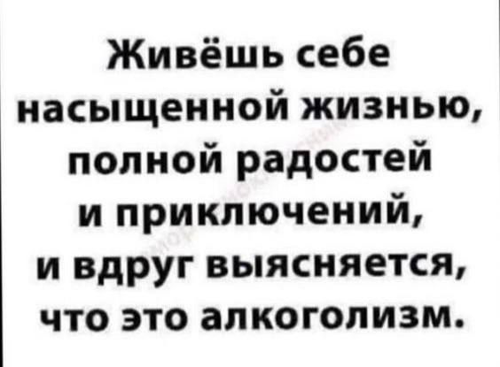 Живёшь себе насыщенной жизнью полной радостей и приключений и вдруг выясняется что это алкоголизм